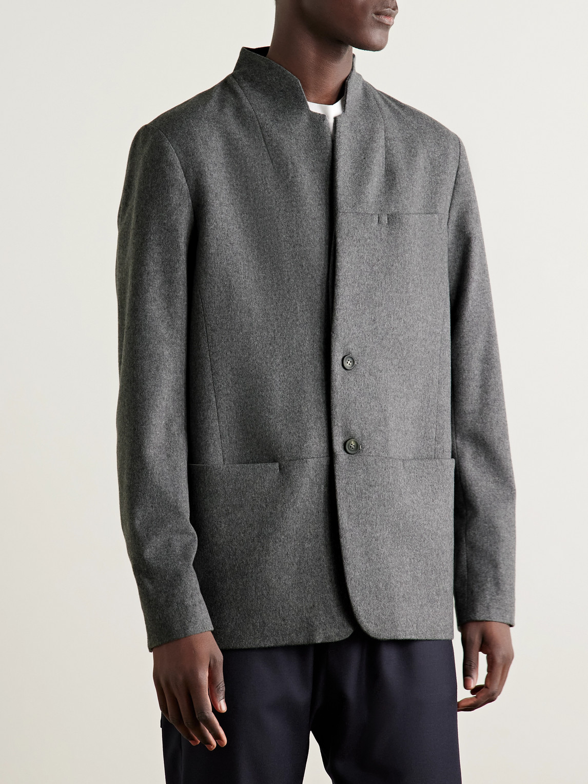 Sease Ellen 2.0 Unstructured Wish® Virgin Wool And Cashmere-blend Felt Blazer In Gray