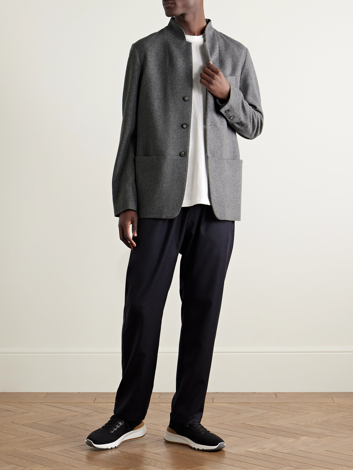 Sease Ellen 2.0 Unstructured Wish® Virgin Wool And Cashmere-blend Felt Blazer In Gray