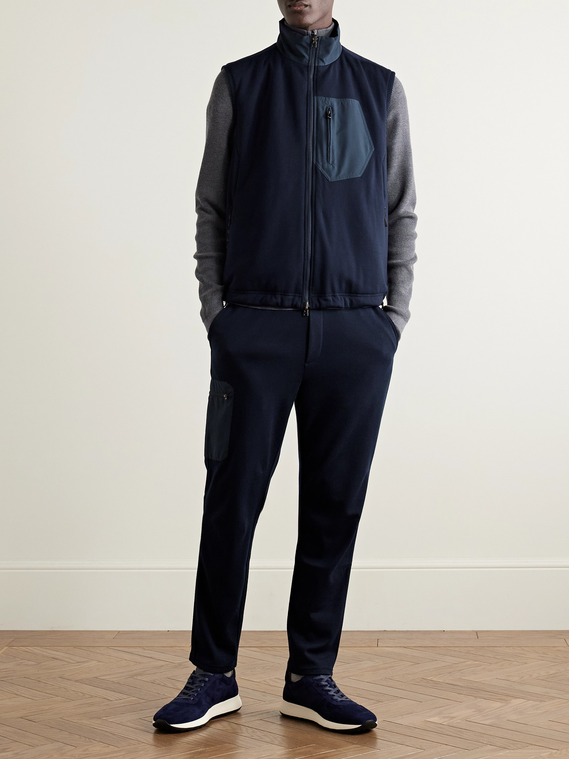 Sease Explorer Reversible Padded Virgin Wool-blend Jersey And Micro-ripstop Gilet In Blue