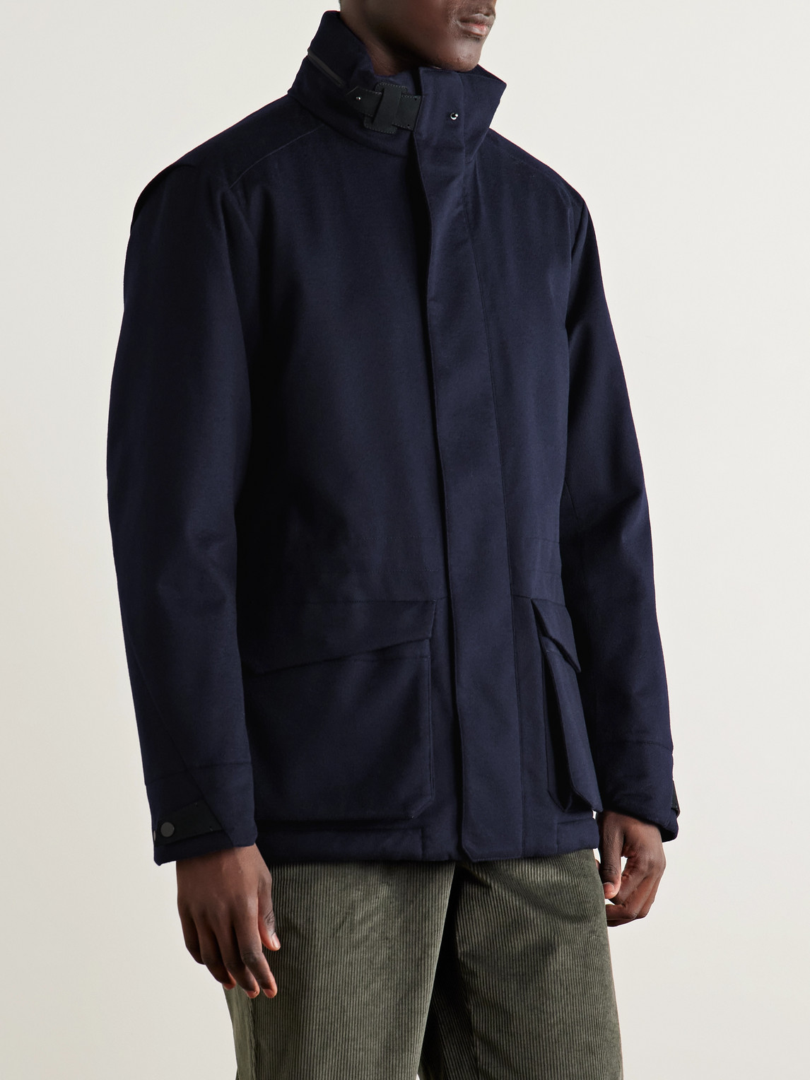 Sease Uptown Padded Cashmere Field Jacket In Blue