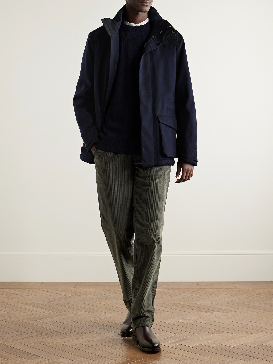 Sease Uptown Padded Cashmere Field Jacket In Blue