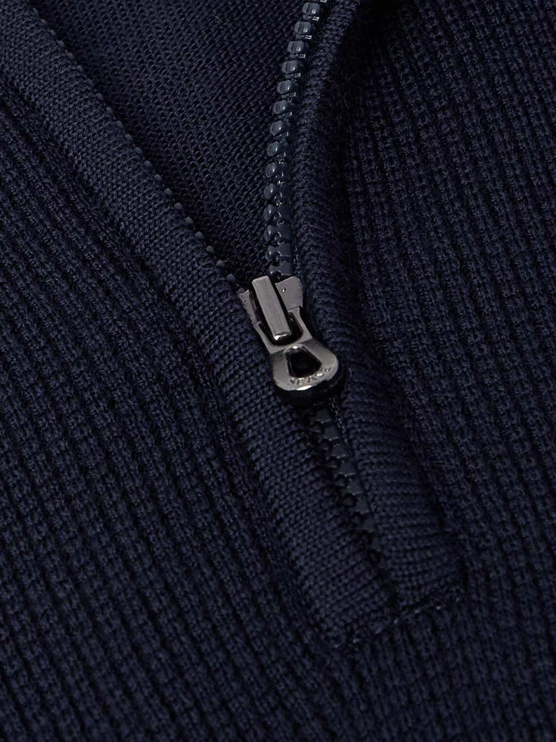 Waffle-Knit Virgin Wool Half-Zip Sweater