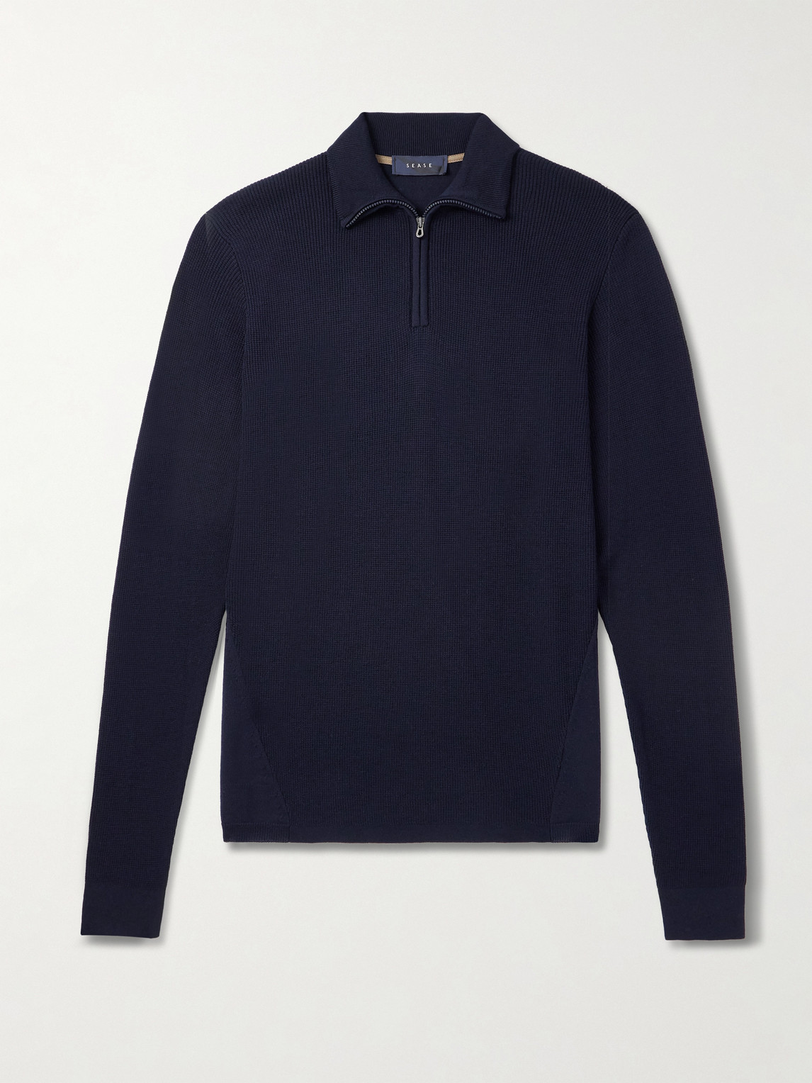 Sease Virgin Wool And Cashmere-blend Half-zip Sweater In Blue