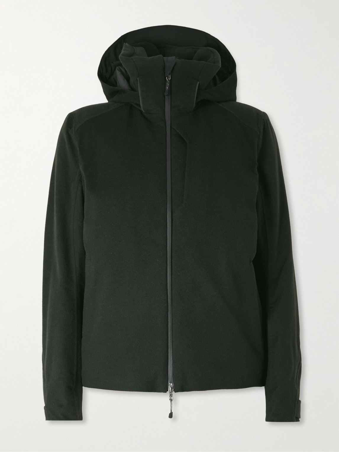 Sease Balma 2.0 Padded Coated-cashmere Hooded Jacket In Green