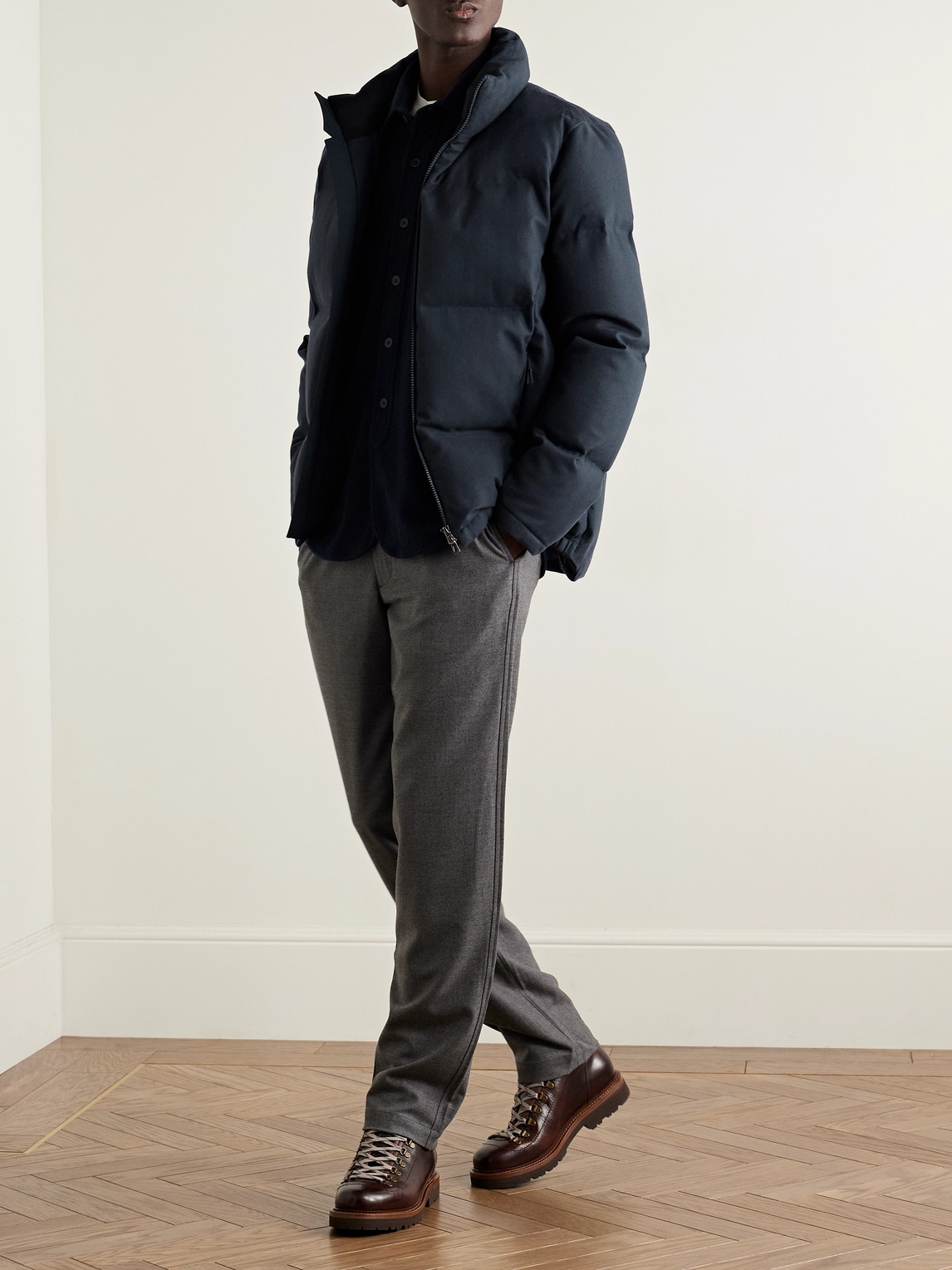 Tribeca Quilted Herringbone Cotton And Cashmere-Blend Down Jacket