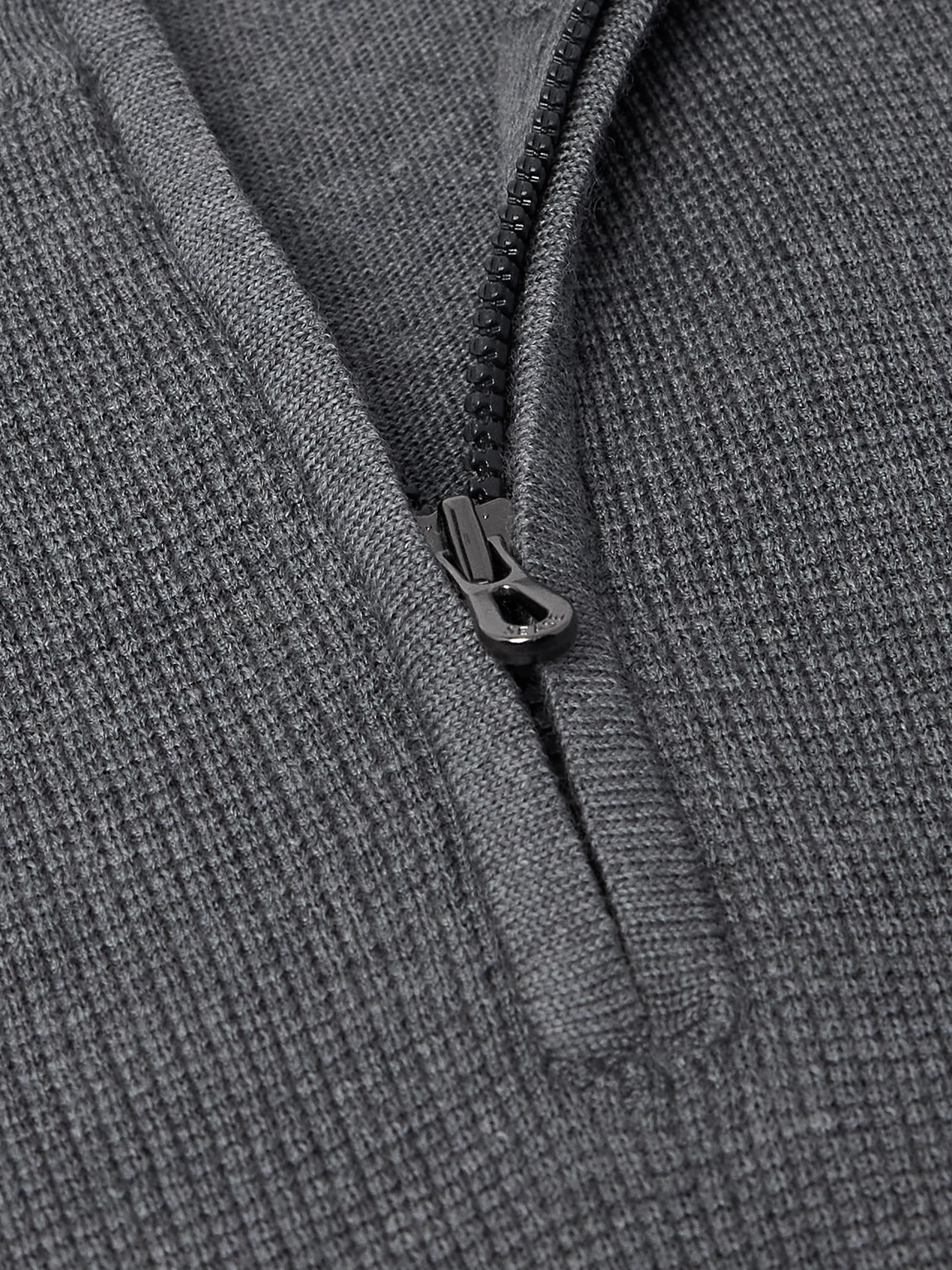 Sease Waffle-knit Virgin Wool Half-zip Sweater In Gray