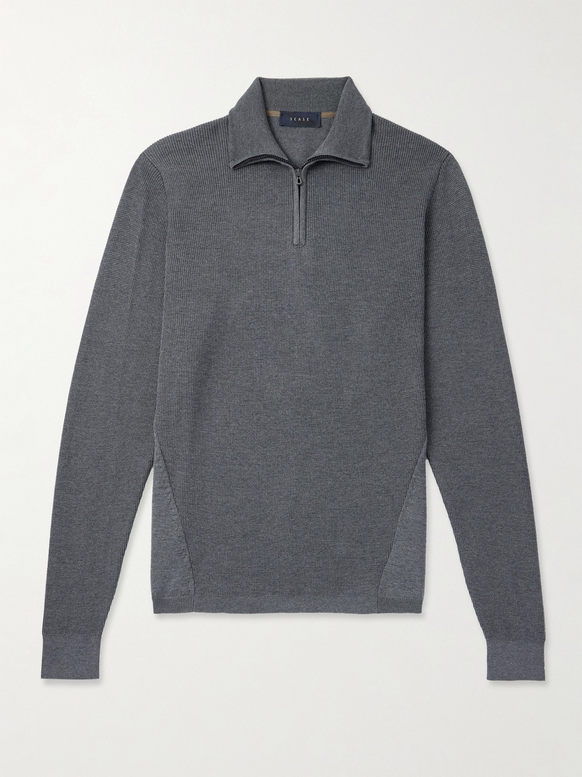 Sease Waffle-Knit Virgin Wool Half-Zip weater - Men