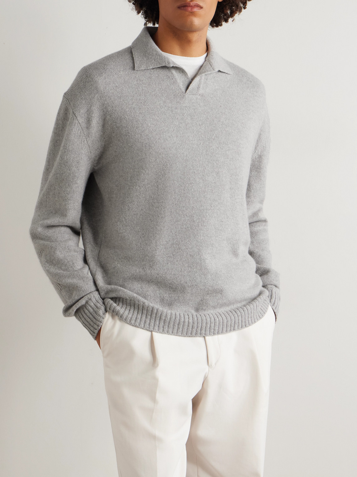 Sease Cashmere Polo Sweater In Gray