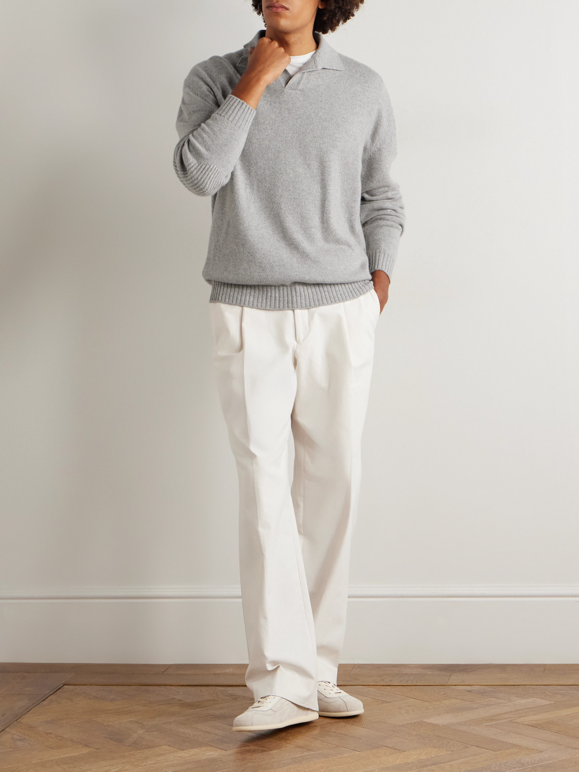 Sease Cashmere Polo Sweater In Gray