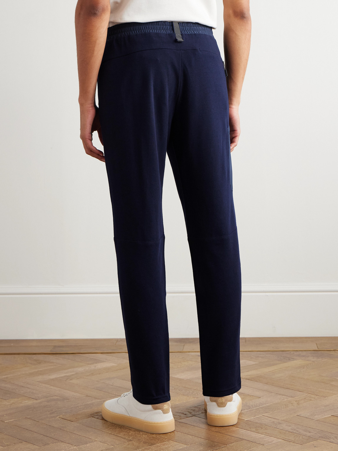 Sease Straight-leg Shell-trimmed Wool-blend Drawstring Trousers In Blue