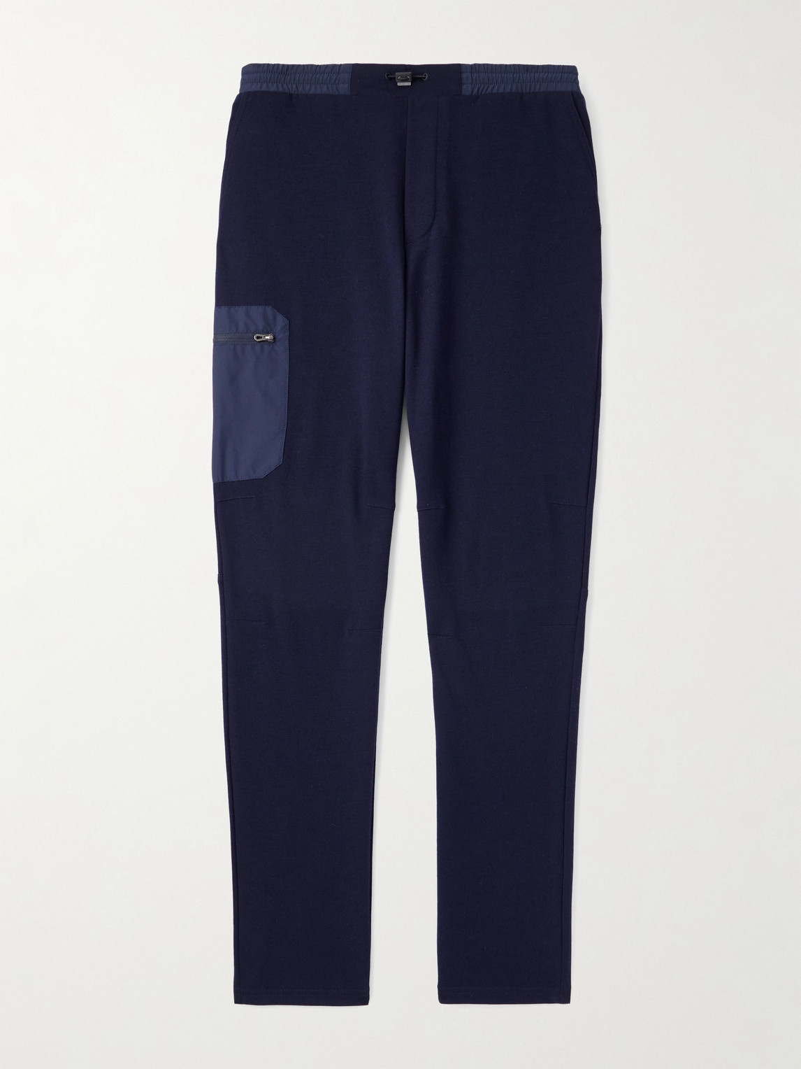 Sease Straight-leg Shell-trimmed Wool-blend Drawstring Trousers In Blue