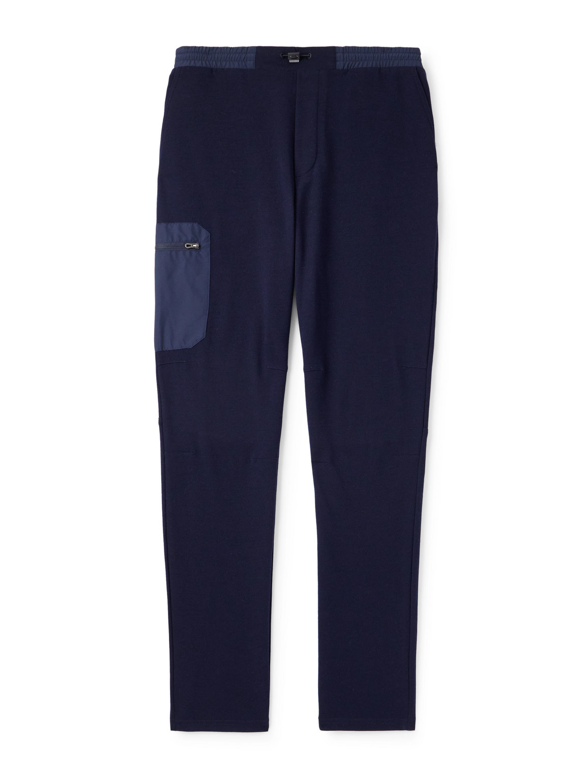 Sease Straight-leg Shell-trimmed Wool-blend Drawstring Trousers In Blue