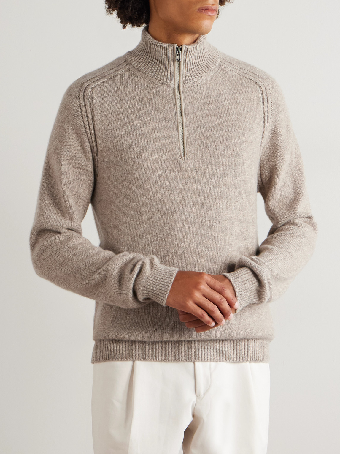 Sease Cashmere Half-zip Sweater In Neutral