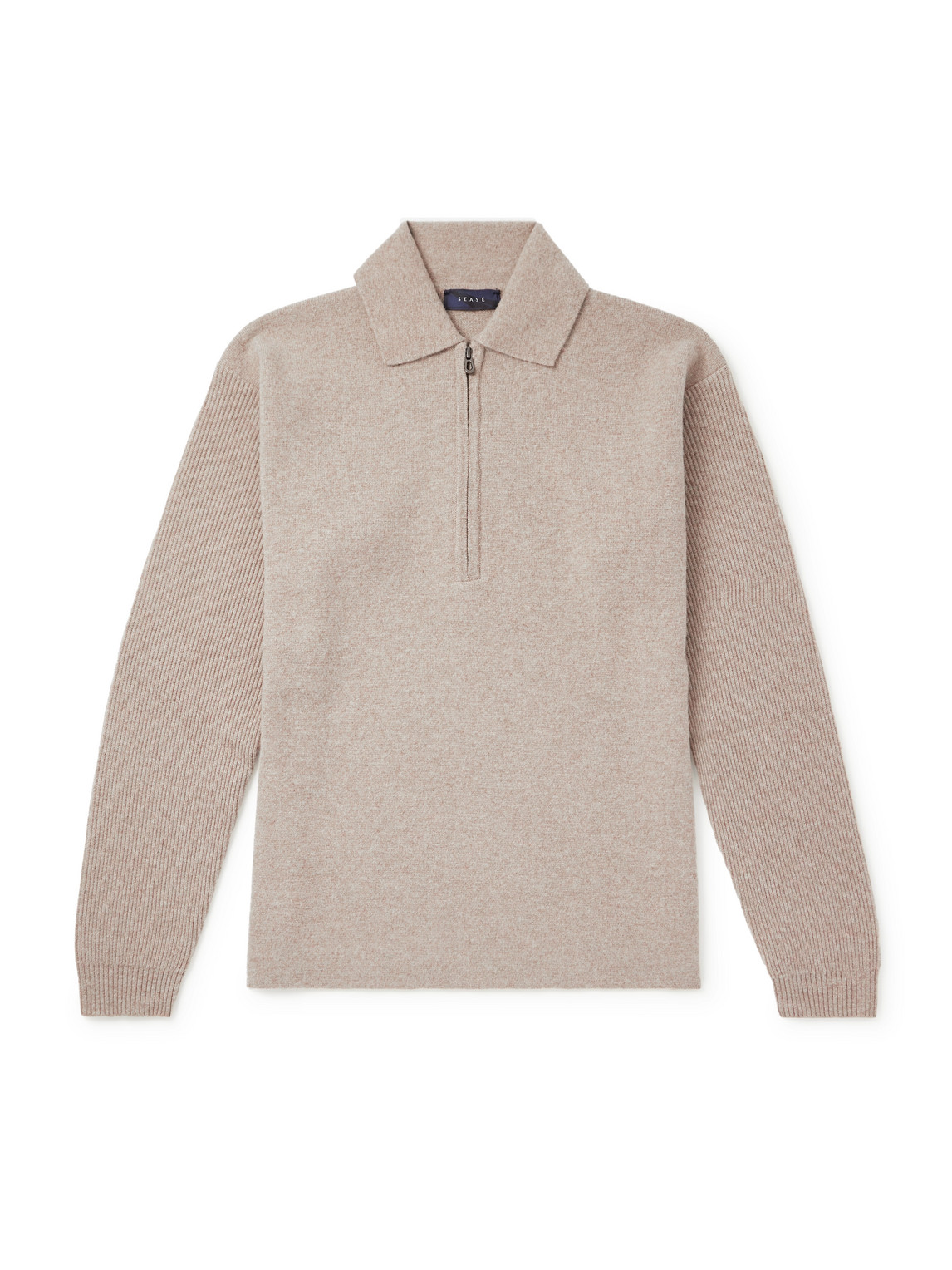 Sease Virgin Wool And Cashmere-blend Half-zip Sweater In Neutral