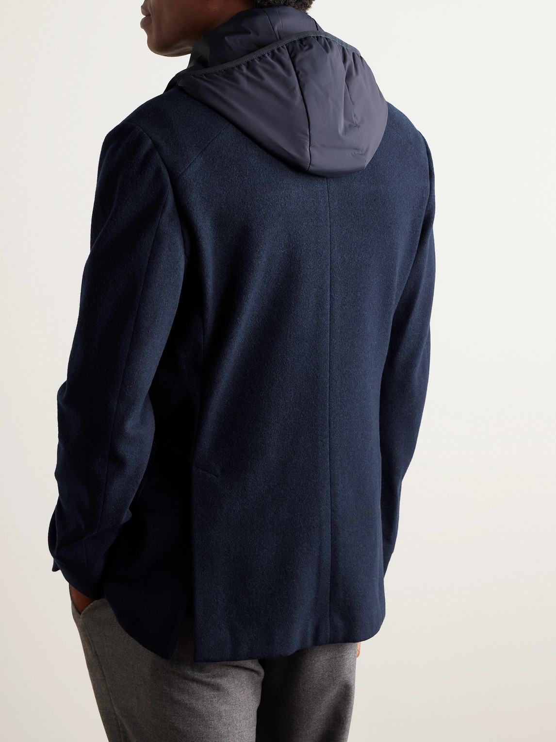 Panelled Virgin Wool-Blend And Nylon-Blend Hooded Blazer