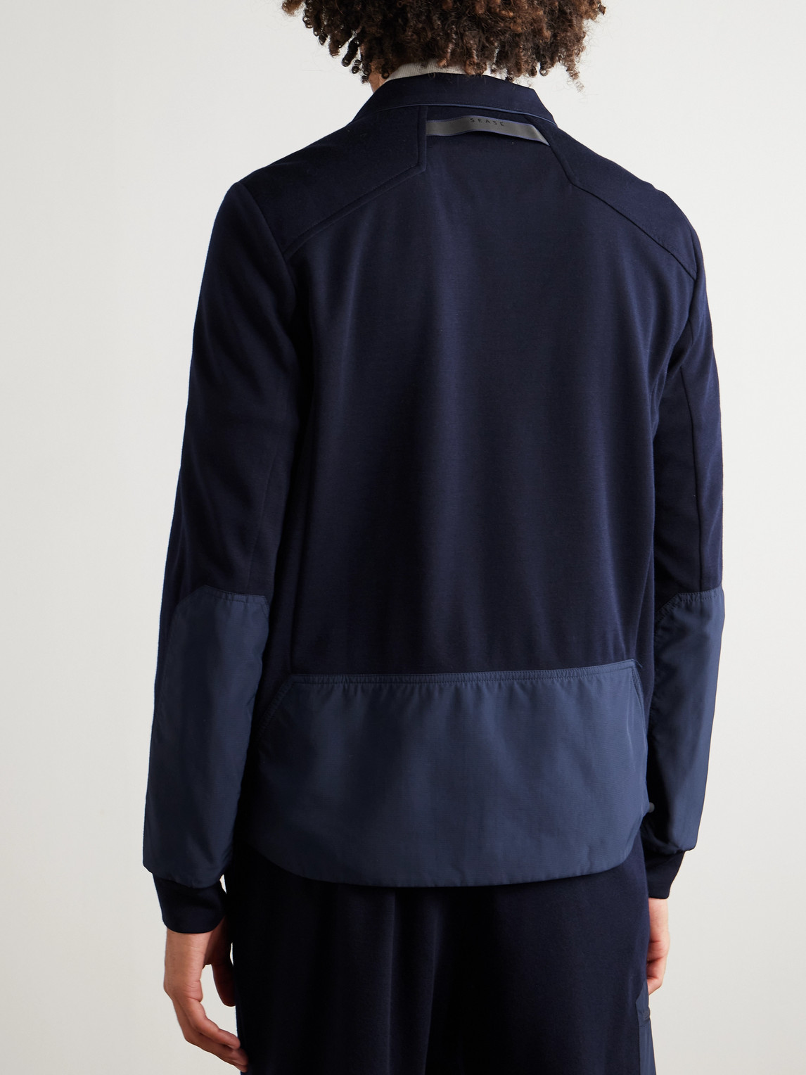 Sease Explorer Ripstop-trimmed Virgin Wool-blend Sweater In Blue