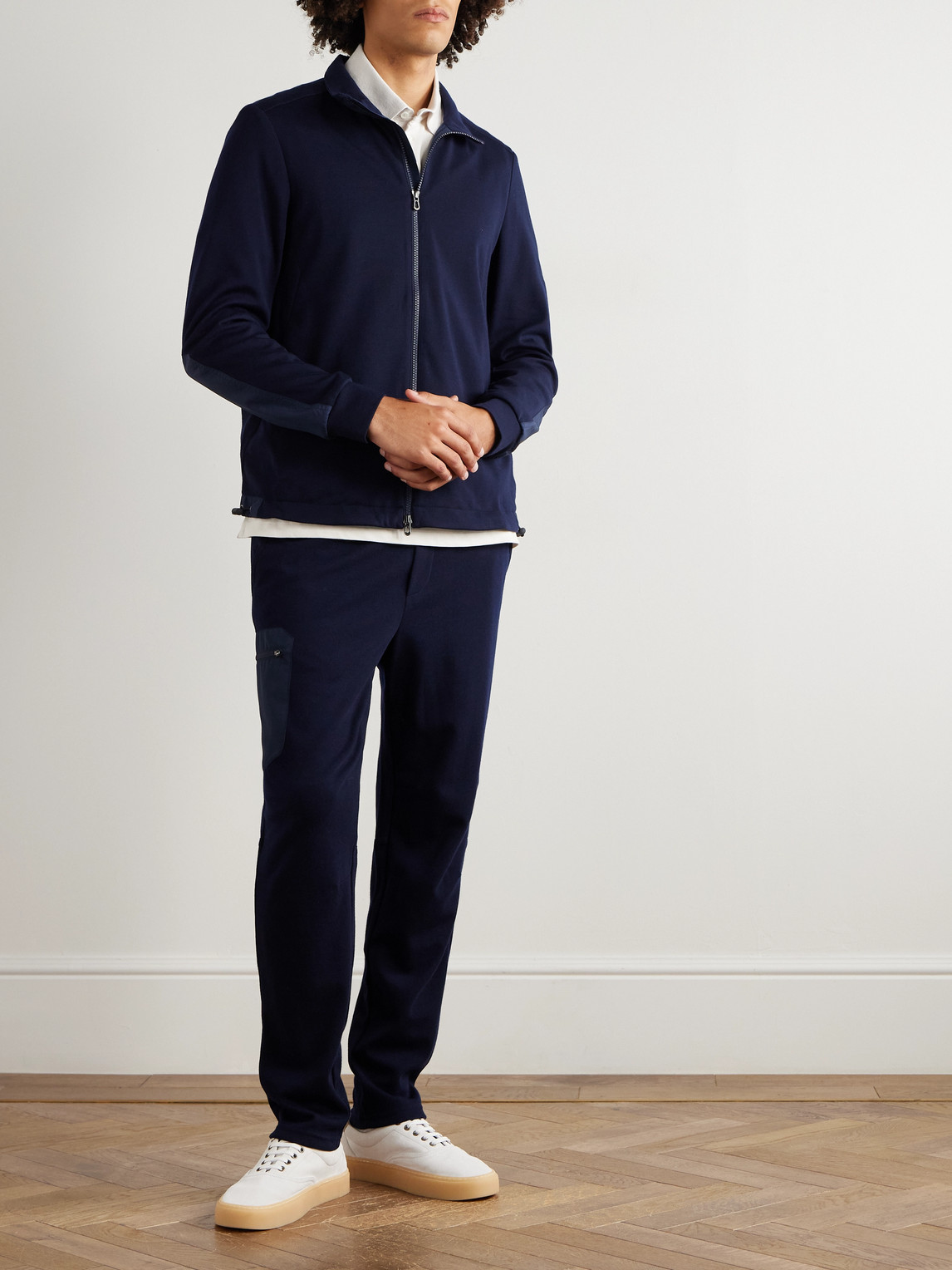 Sease Explorer Ripstop-trimmed Virgin Wool-blend Sweater In Blue