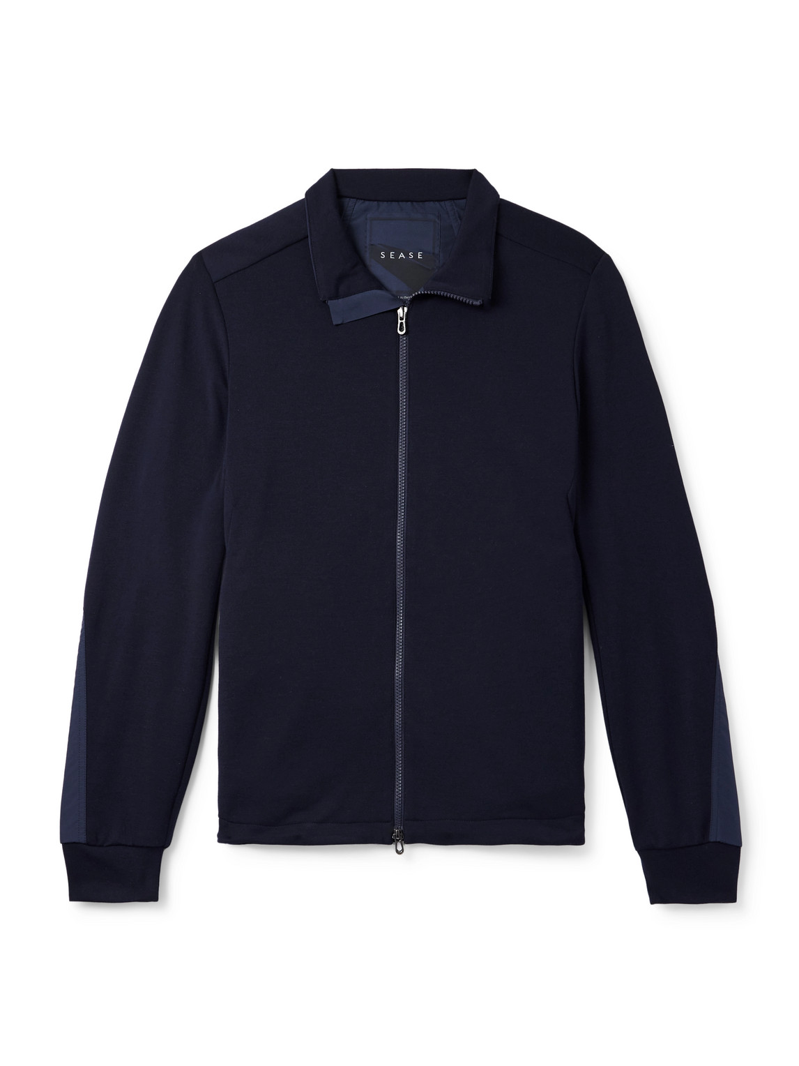 Sease Explorer Ripstop-trimmed Virgin Wool-blend Sweater In Blue