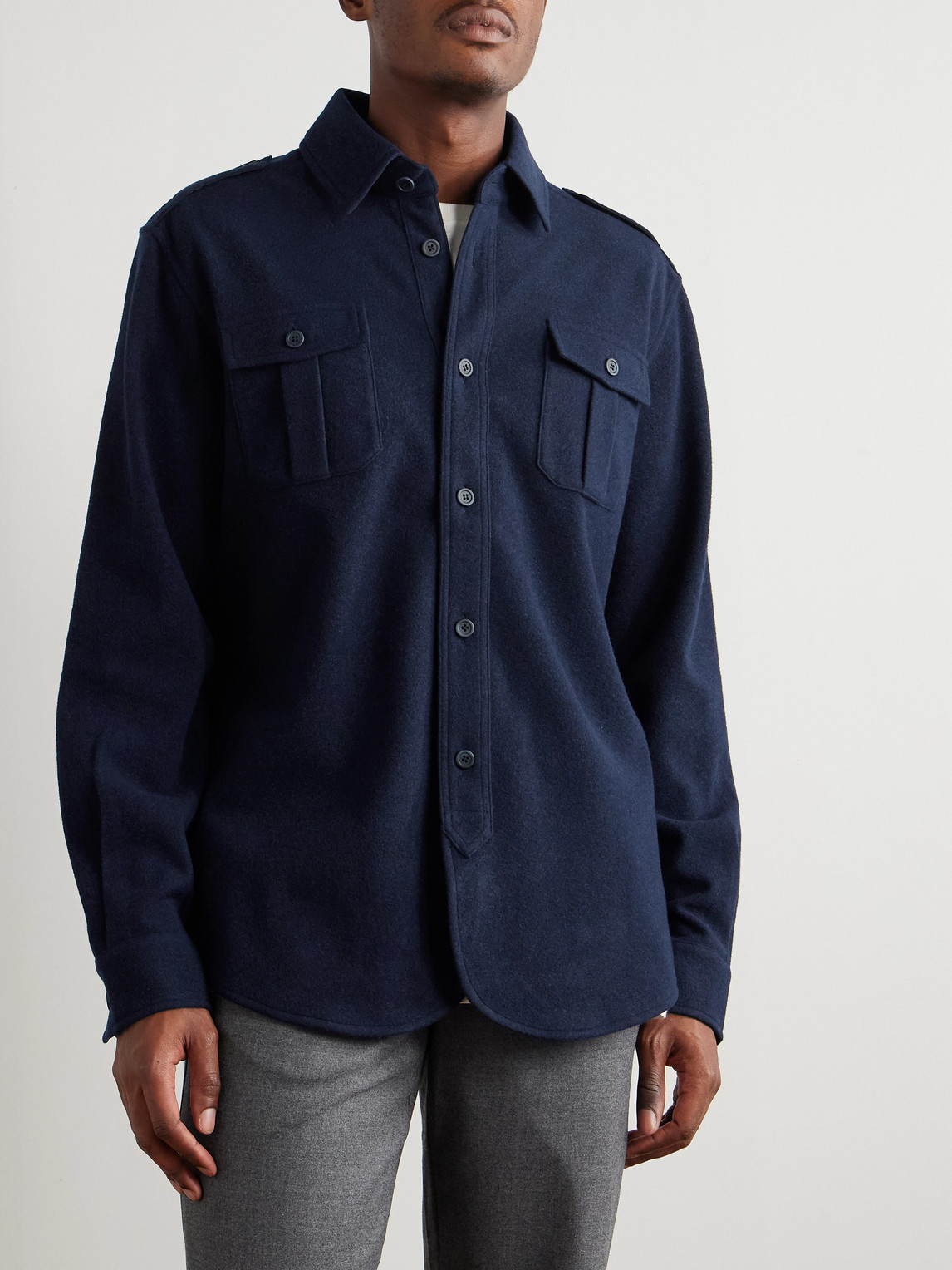 Sease Wool-blend Shirt In Blue