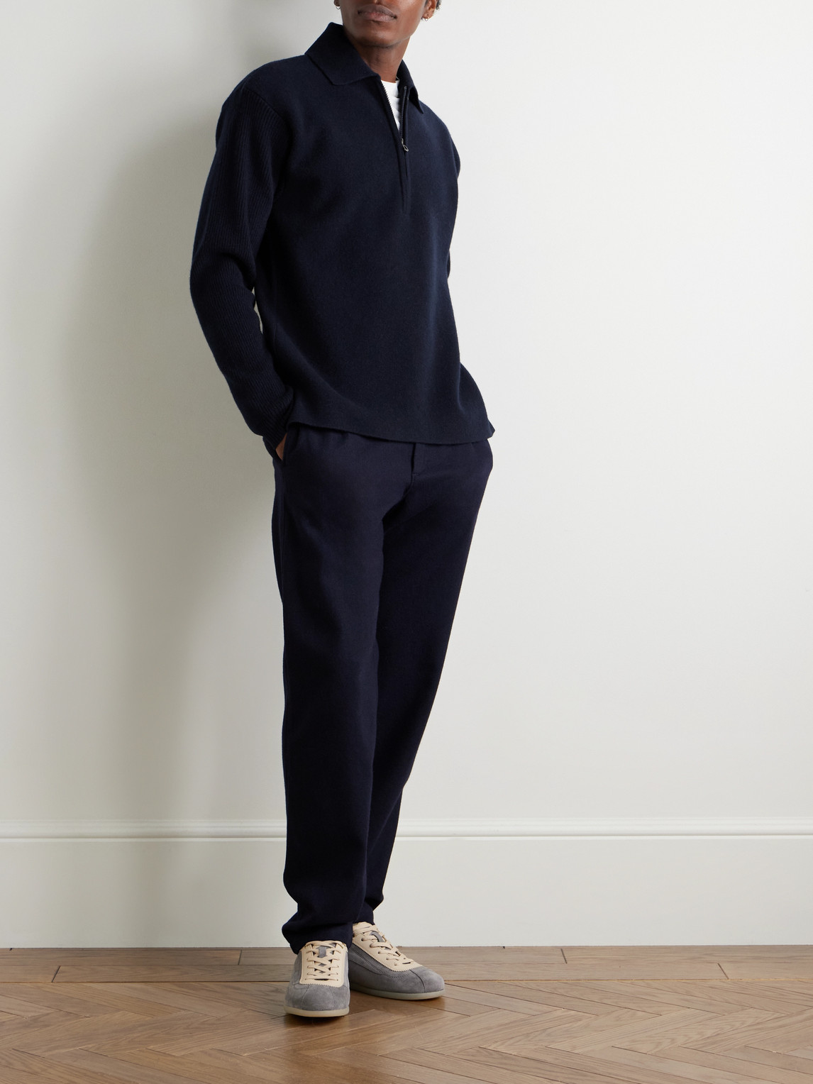 Virgin Wool And Cashmere-Blend Half-Zip Sweater