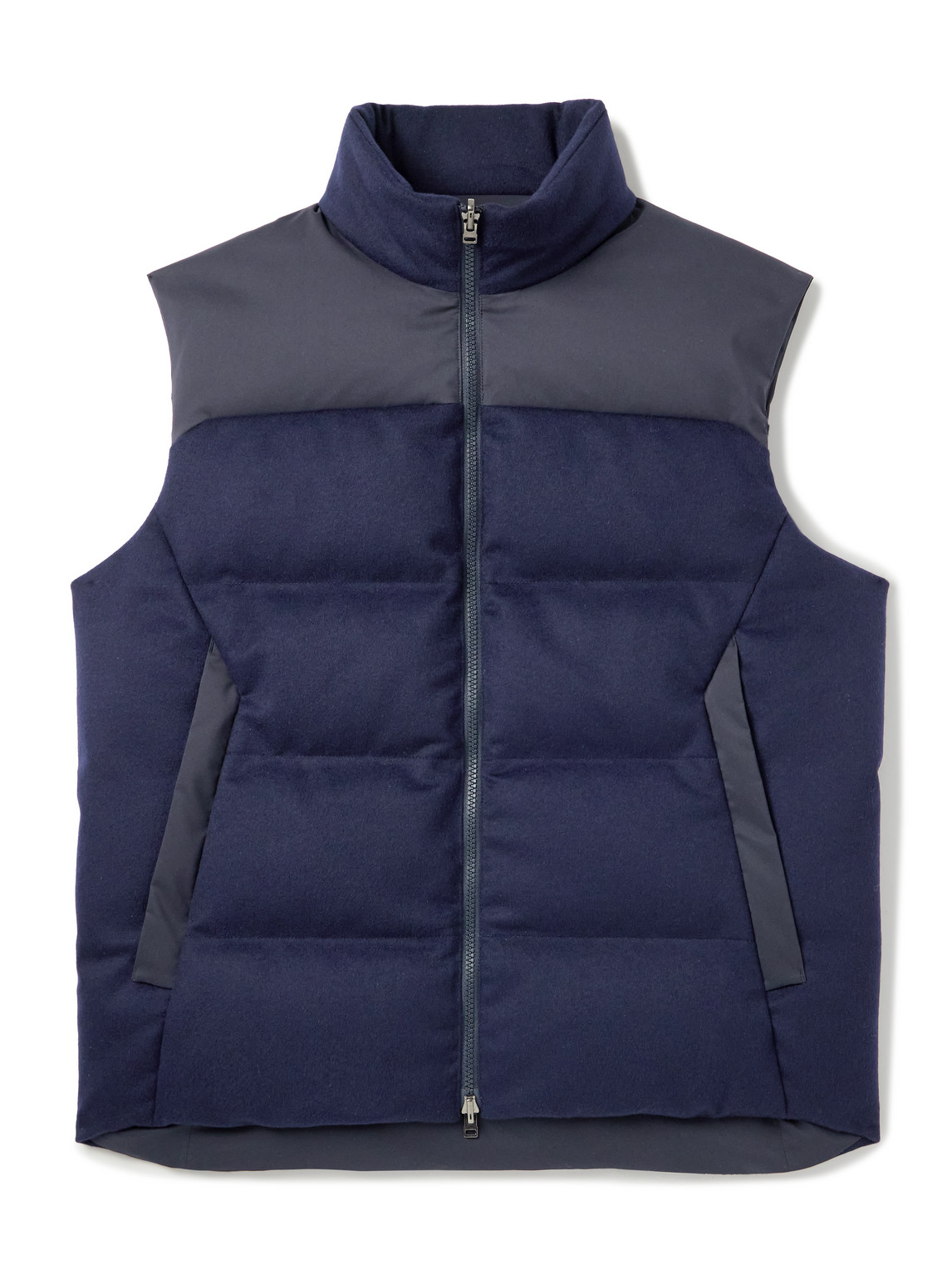 Sease Reversible Quilted Shell And Brushed Cashmere Down Gilet In Blue