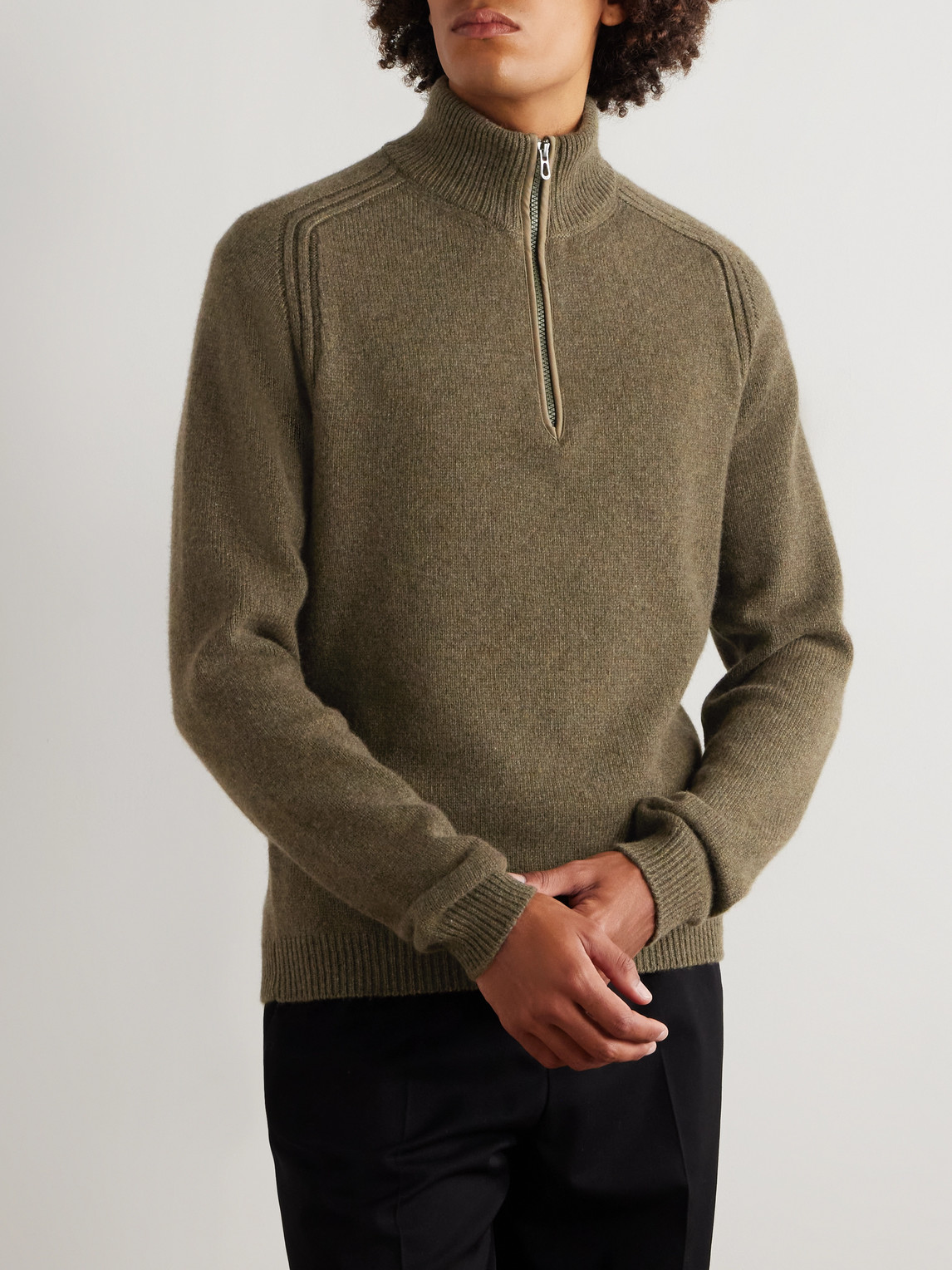 Sease Cashmere Half-zip Sweater In Green