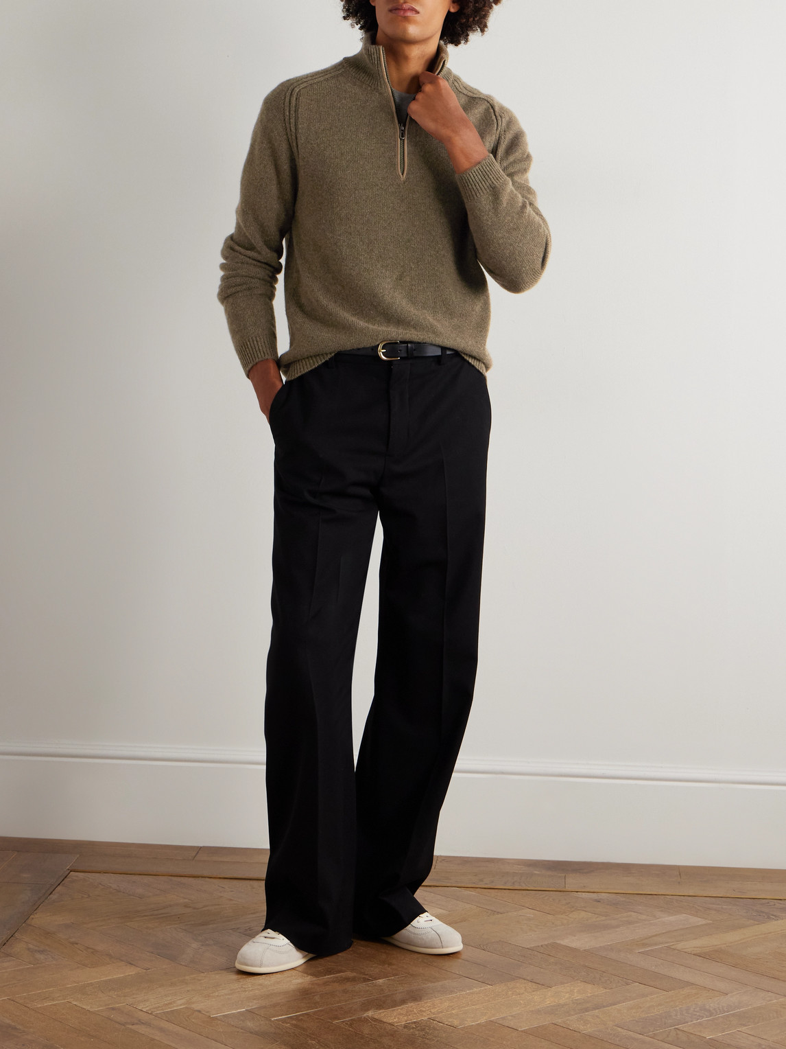 Sease Cashmere Half-zip Sweater In Green