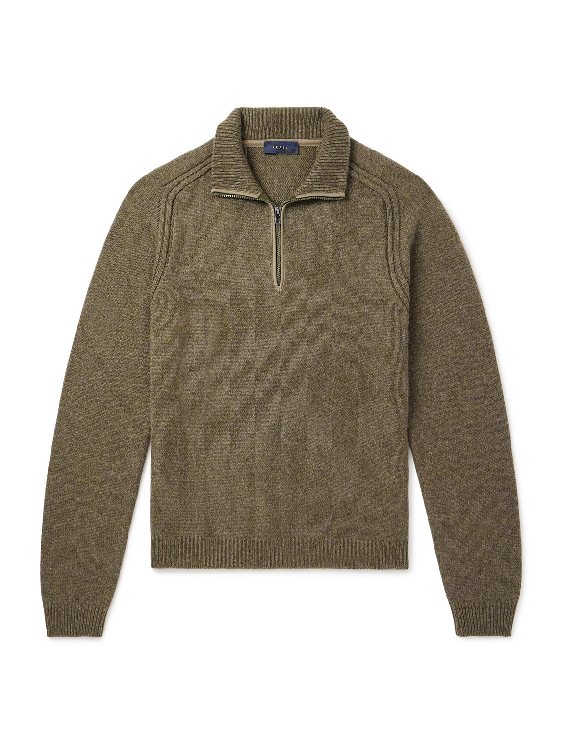 Sease Cashmere Half-zip Sweater In Green