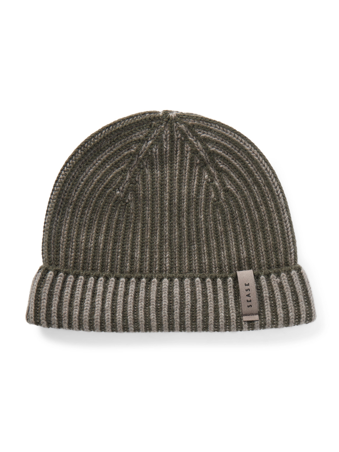 Sease Dinghy Reversible Ribbed Cashmere Beanie In Green