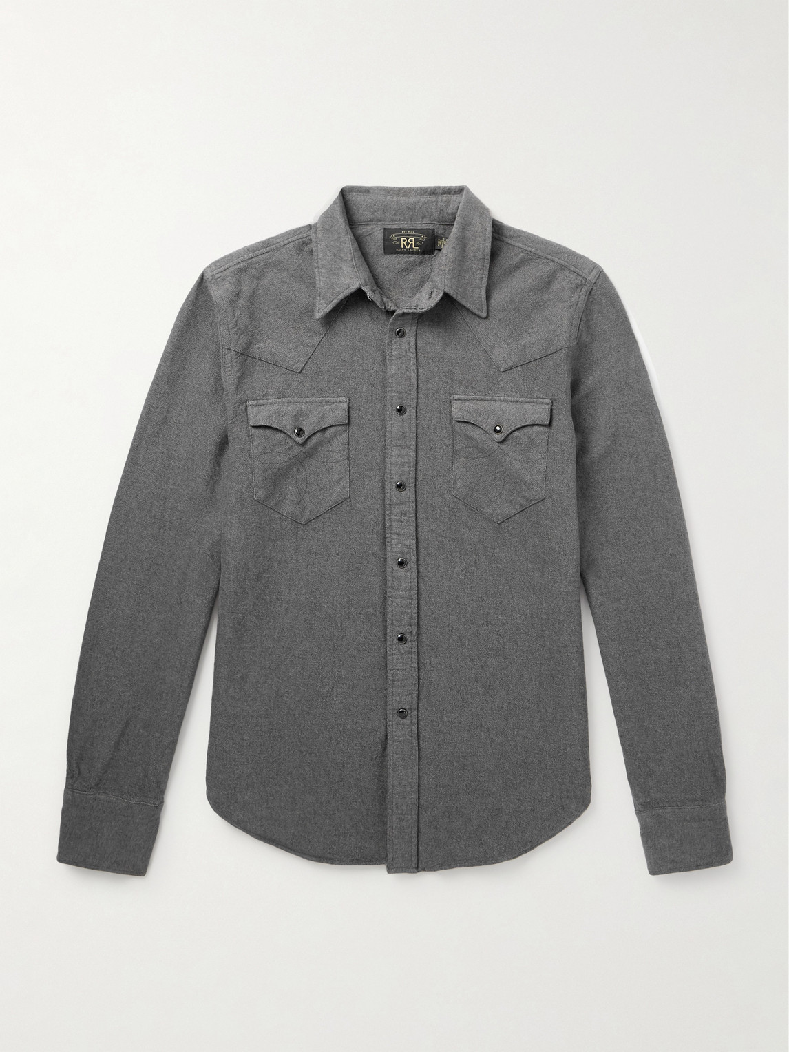 Rrl Buffalo Brushed-cotton Oxford Western Shirt In Gray