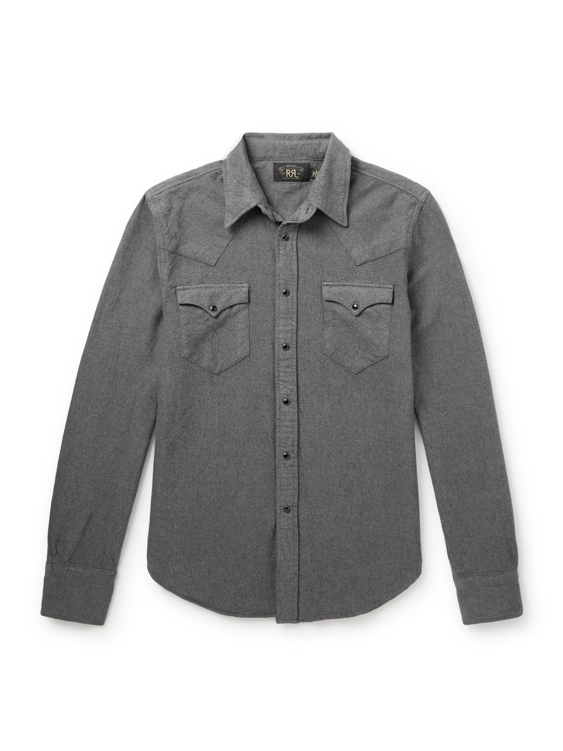 Rrl Buffalo Brushed-cotton Oxford Western Shirt In Gray
