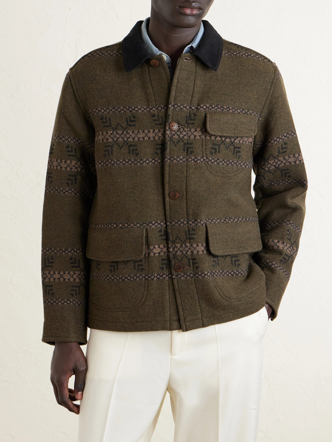  Rrl - Virgin Wool-blend Jacquard Jacket - Men - Brown - S 