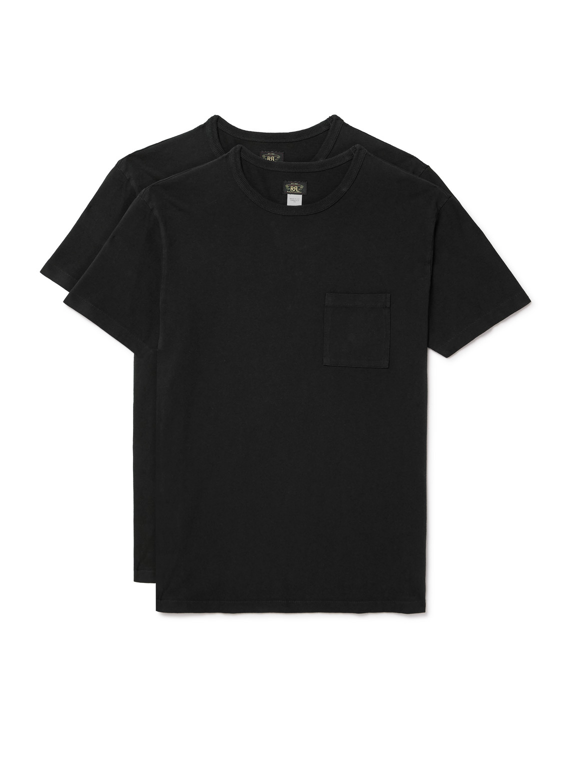 Rrl Two-pack Garment-dyed Cotton-jersey T-shirts In Black