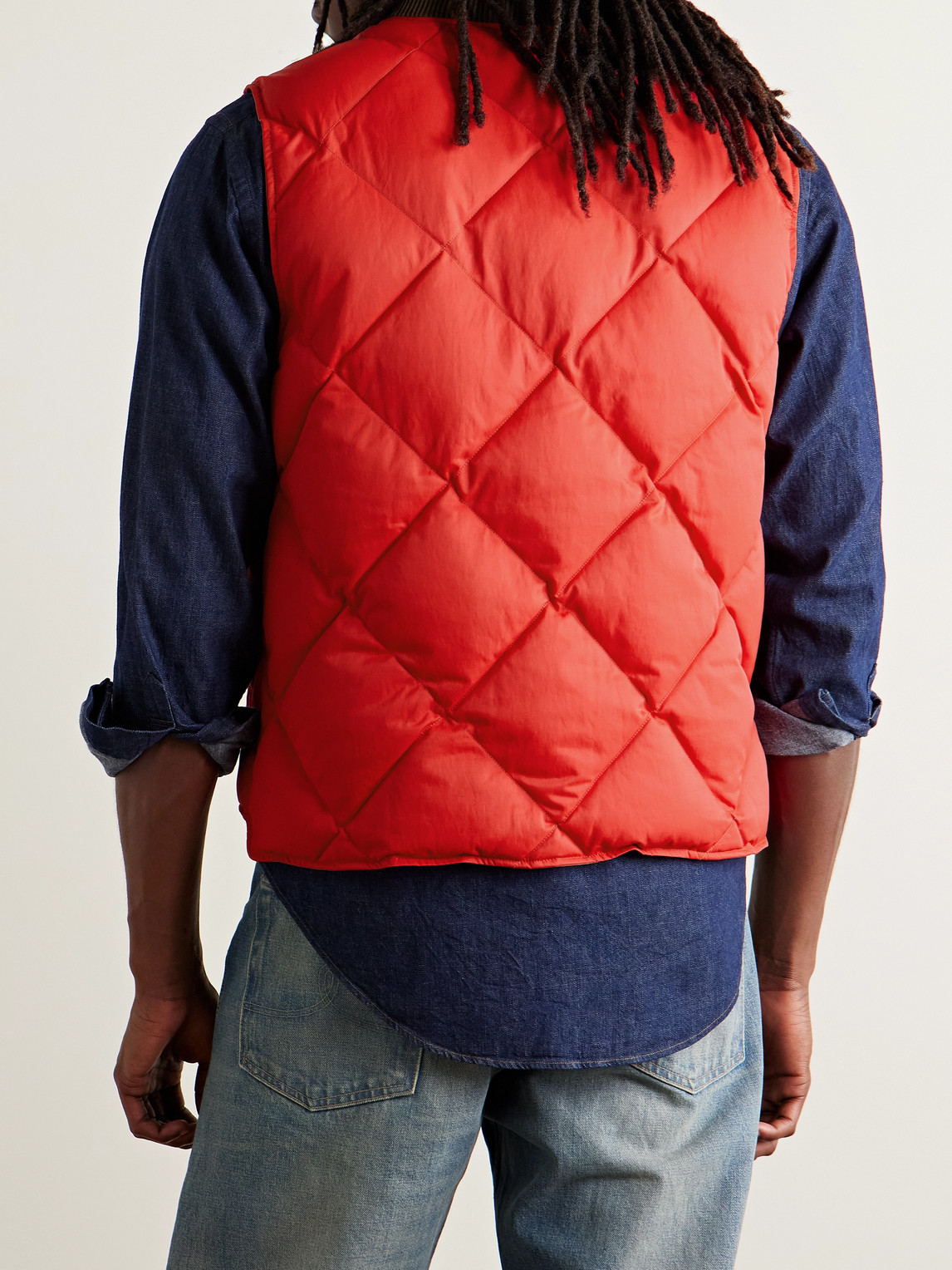 Rrl William Quilted Padded Recycled-nylon Gilet In Red