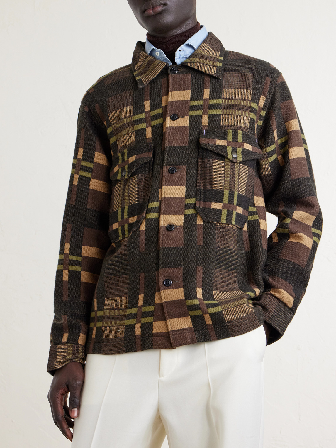  Rrl - Checked Cotton-jacquard Overshirt - Men - Purple - S 
