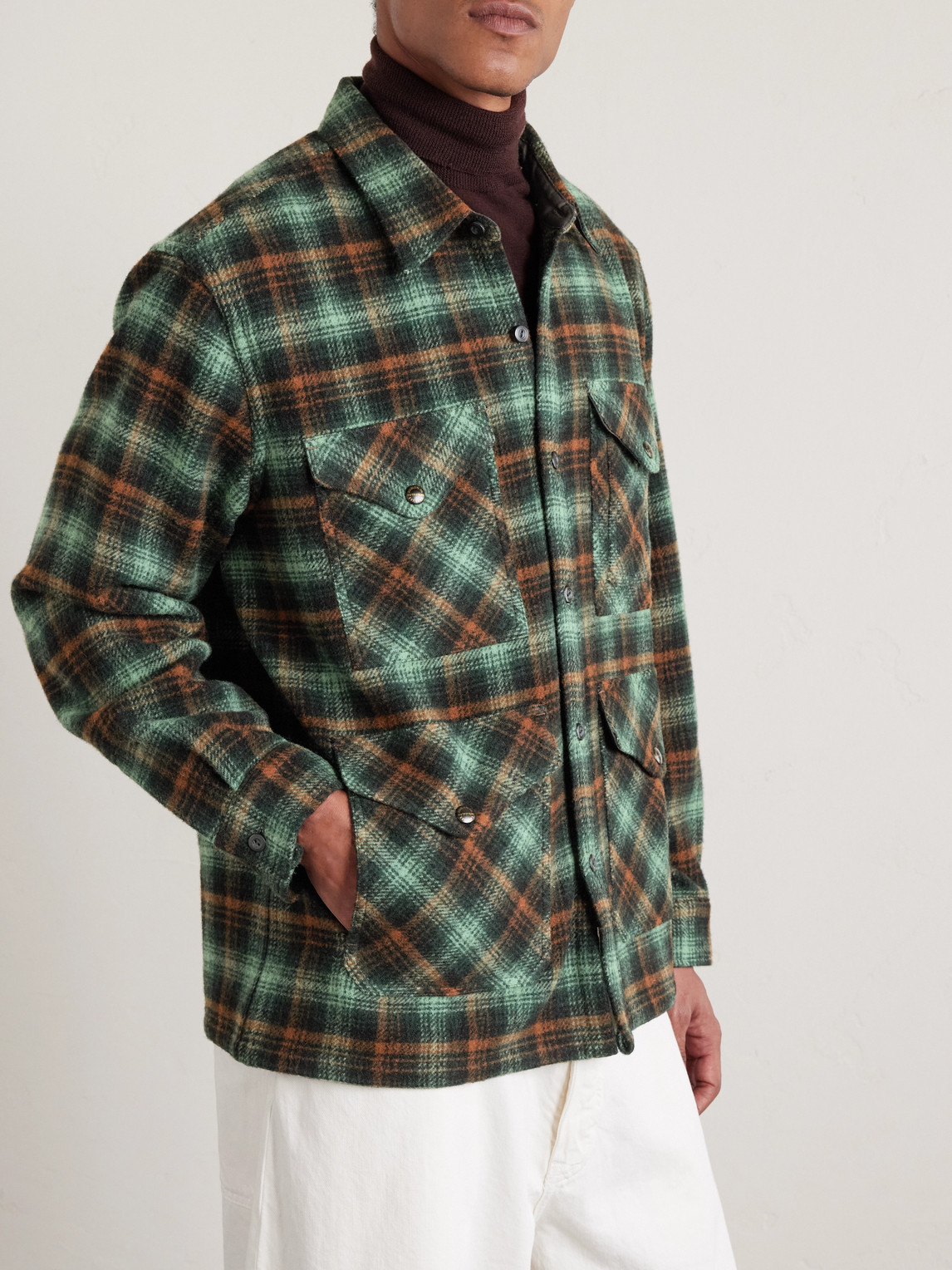 Rrl Checked Wool Overshirt In Multi