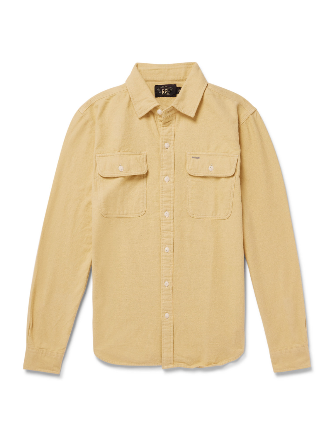 Rrl Grayson Cotton-flannel Shirt In Yellow