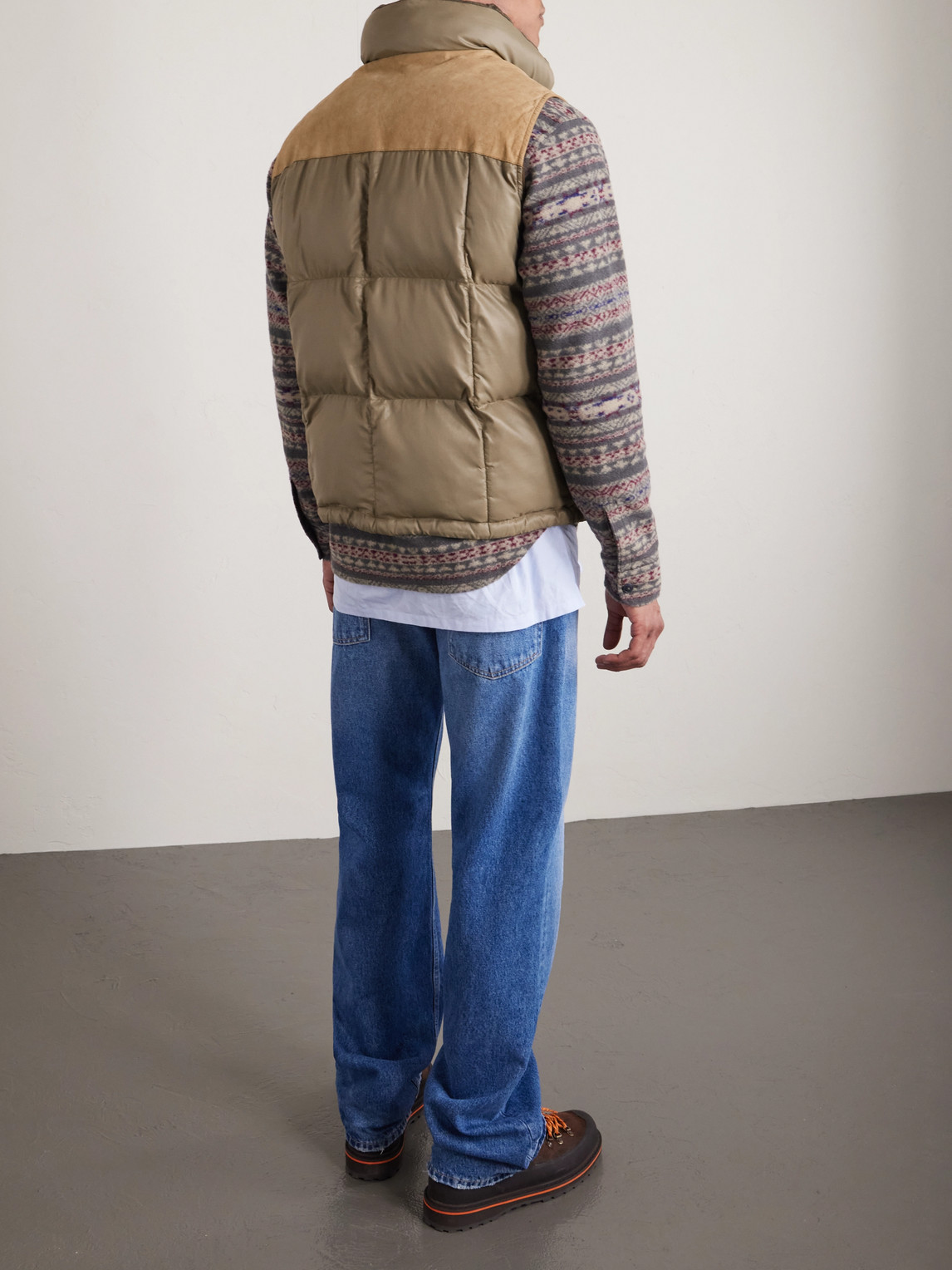  Rrl - Suede-trimmed Shell Gilet - Men - Green - Xs 
