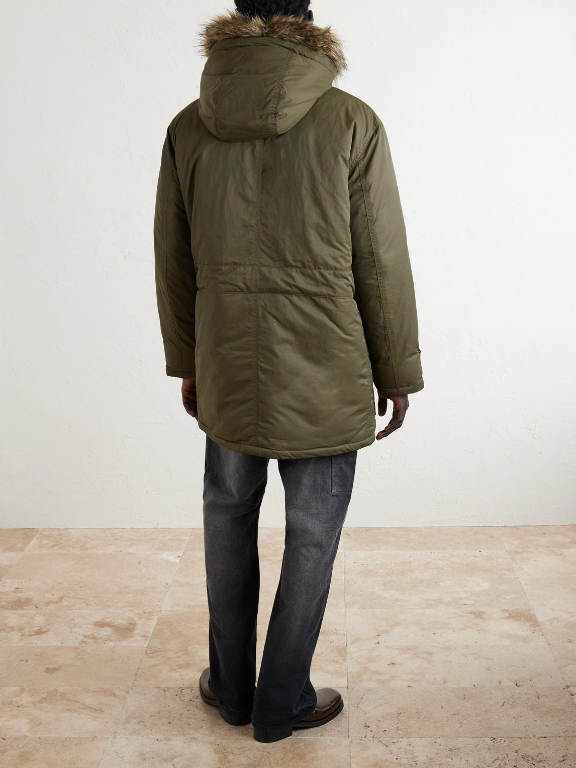  Rrl - Plush-trimmed Padded Shell Hooded Parka - Men - Green - S 