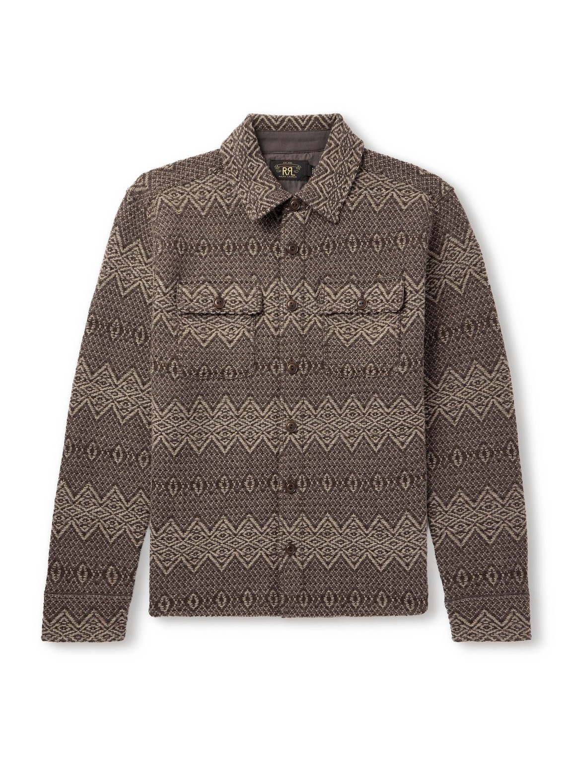Rrl Camp Wool Overshirt In Brown