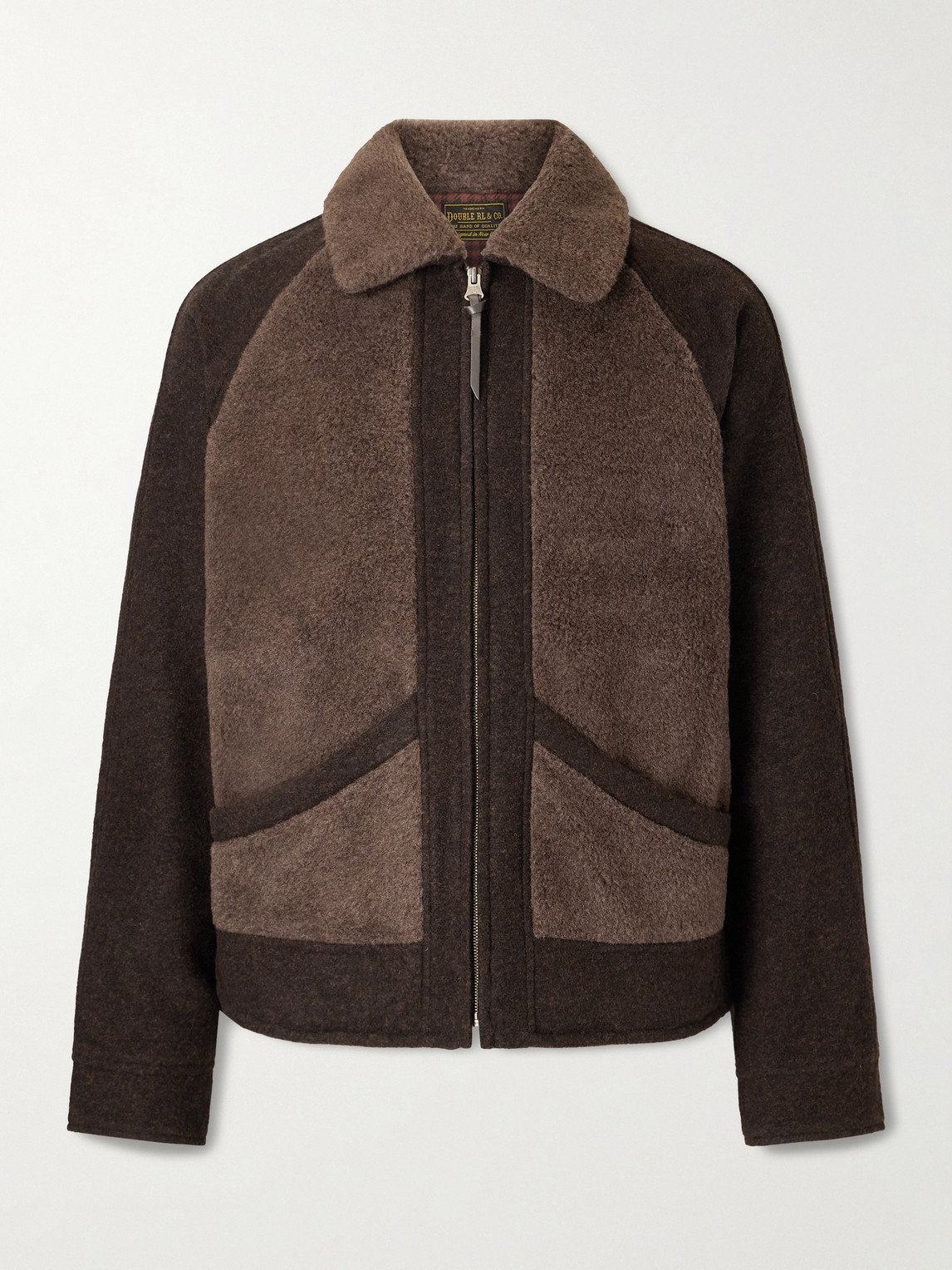 Rrl Fleece-panelled Wool-blend Jacket In Brown