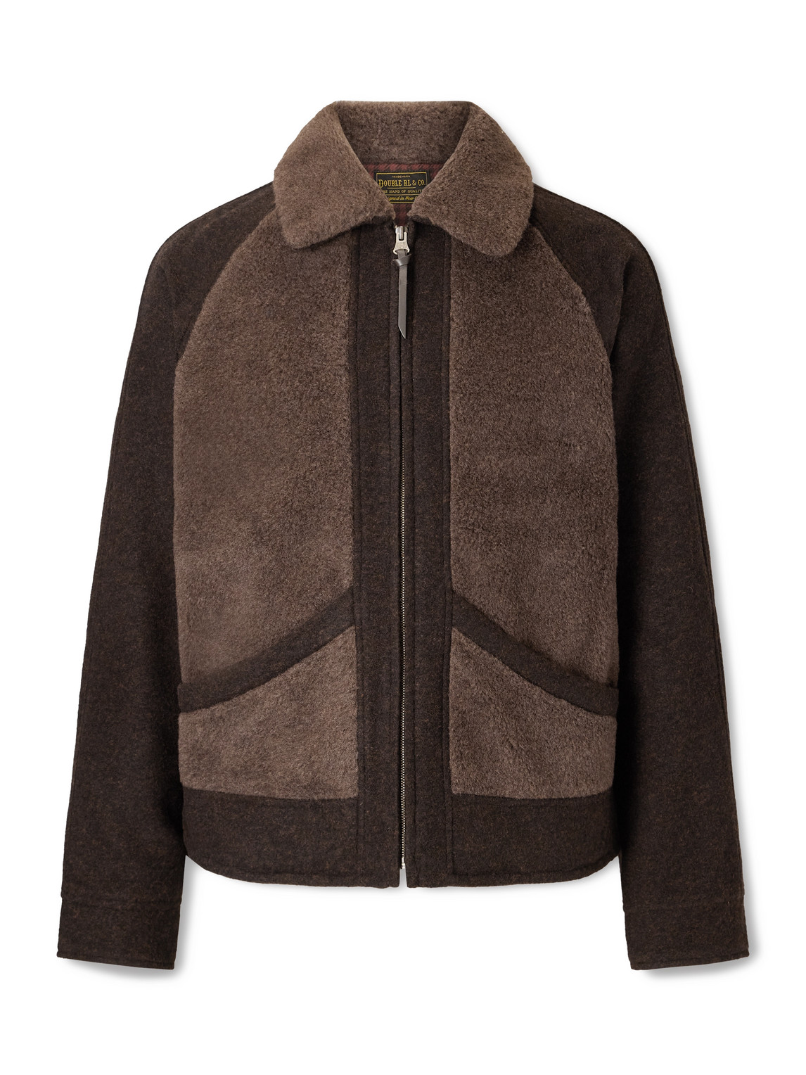 Rrl Fleece-panelled Wool-blend Jacket In Brown