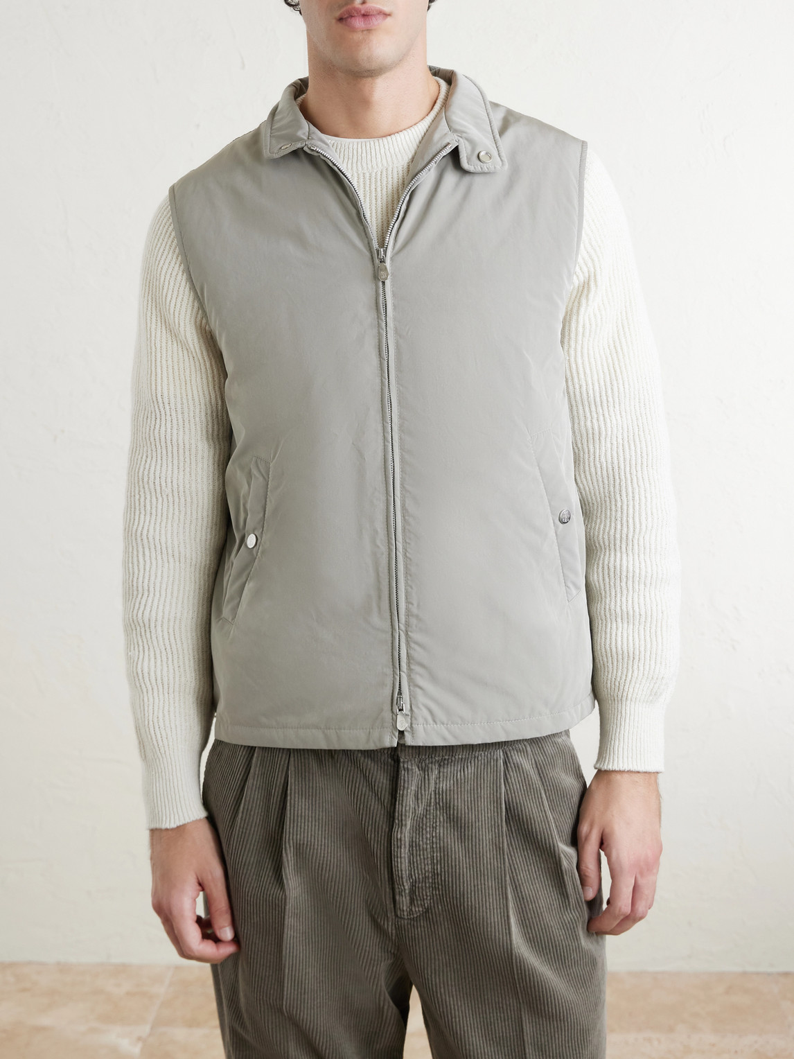  Brunello Cucinelli - Padded Shell Gilet - Men - Gray - It 46 
