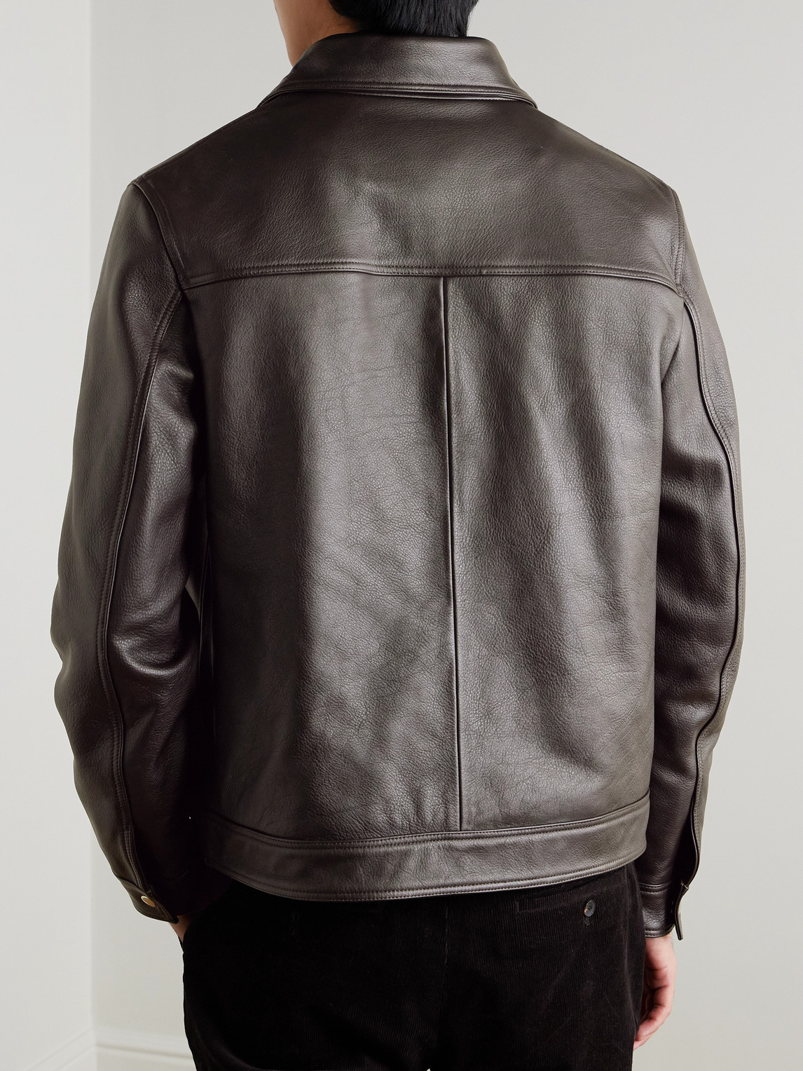  Mr P. - Full-grain Leather Coach Jacket - Men - Brown - Xs 