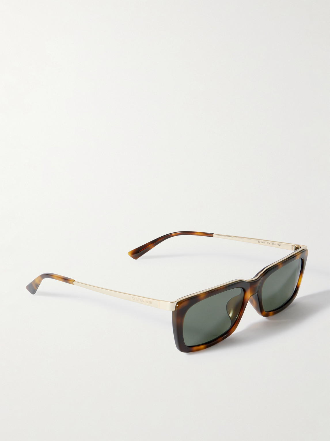 Saint Laurent Rectangle-frame Tortoiseshell Acetate And Gold-tone Sunglasses