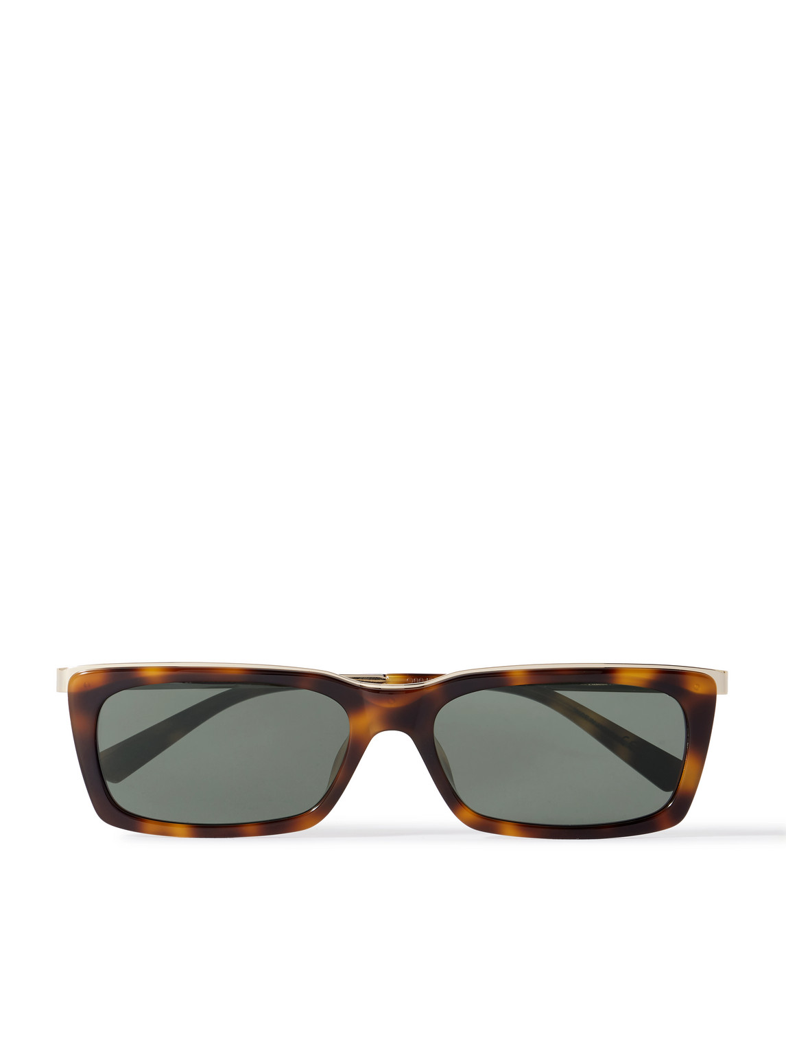 Saint Laurent Rectangle-frame Tortoiseshell Acetate And Gold-tone Sunglasses