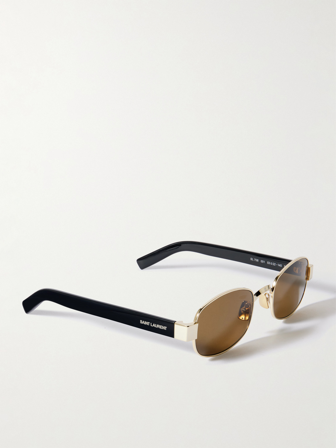 Saint Laurent Oval-frame Gold-tone And Acetate Sunglasses