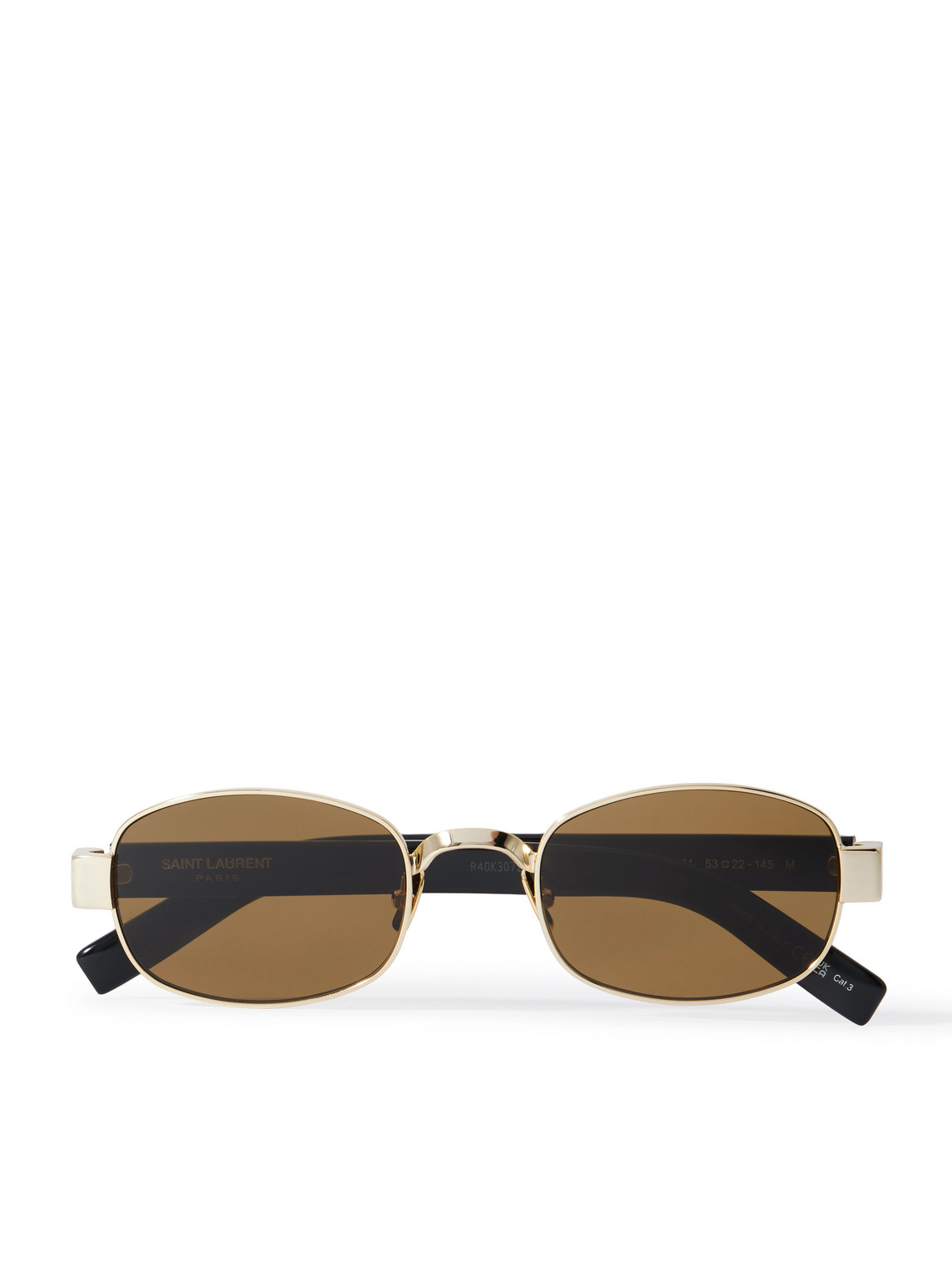 Saint Laurent Oval-frame Gold-tone And Acetate Sunglasses