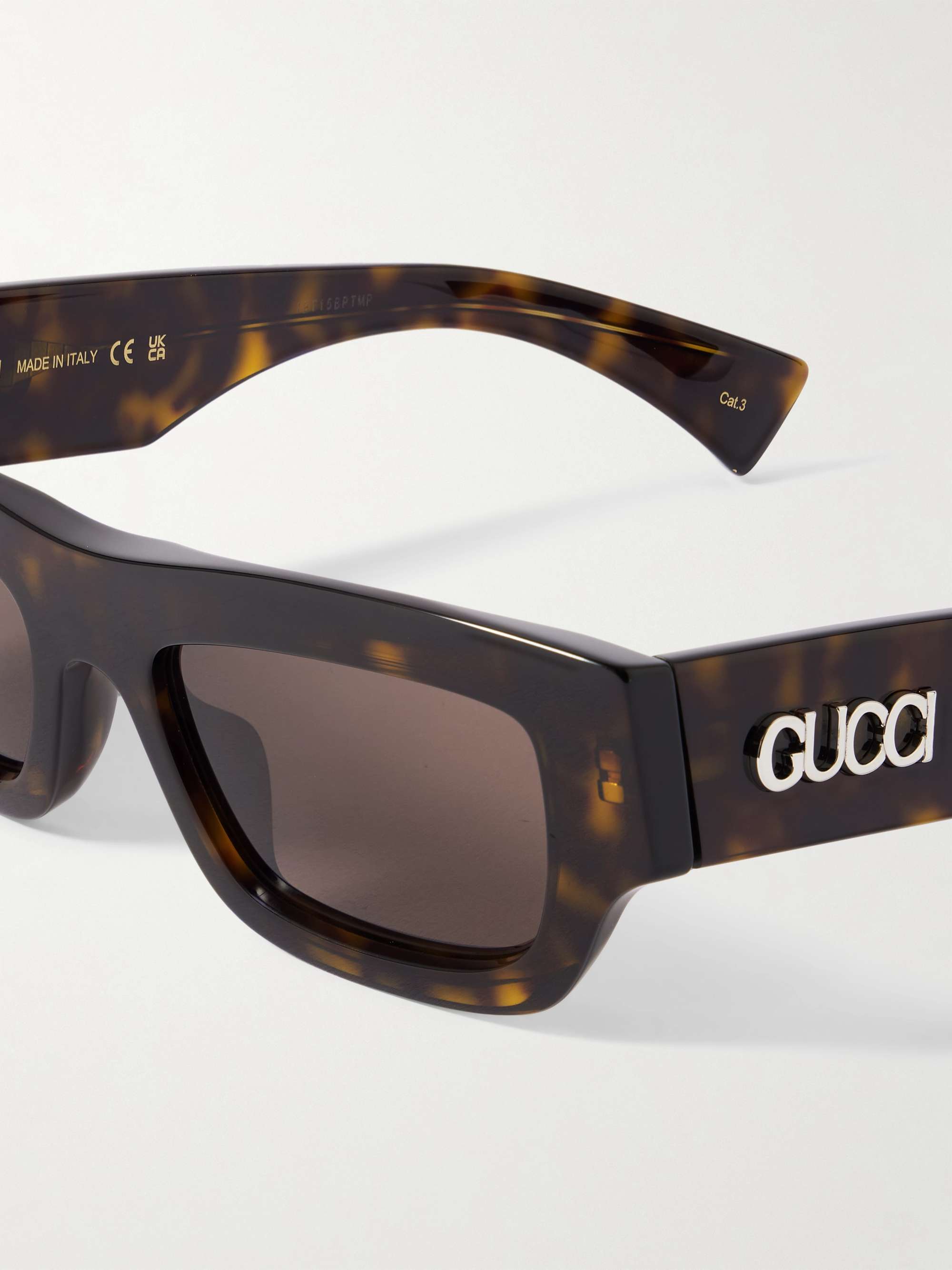 GUCCI EYEWEAR Rectangular Frame Tortoiseshell Acetate Sunglasses For 