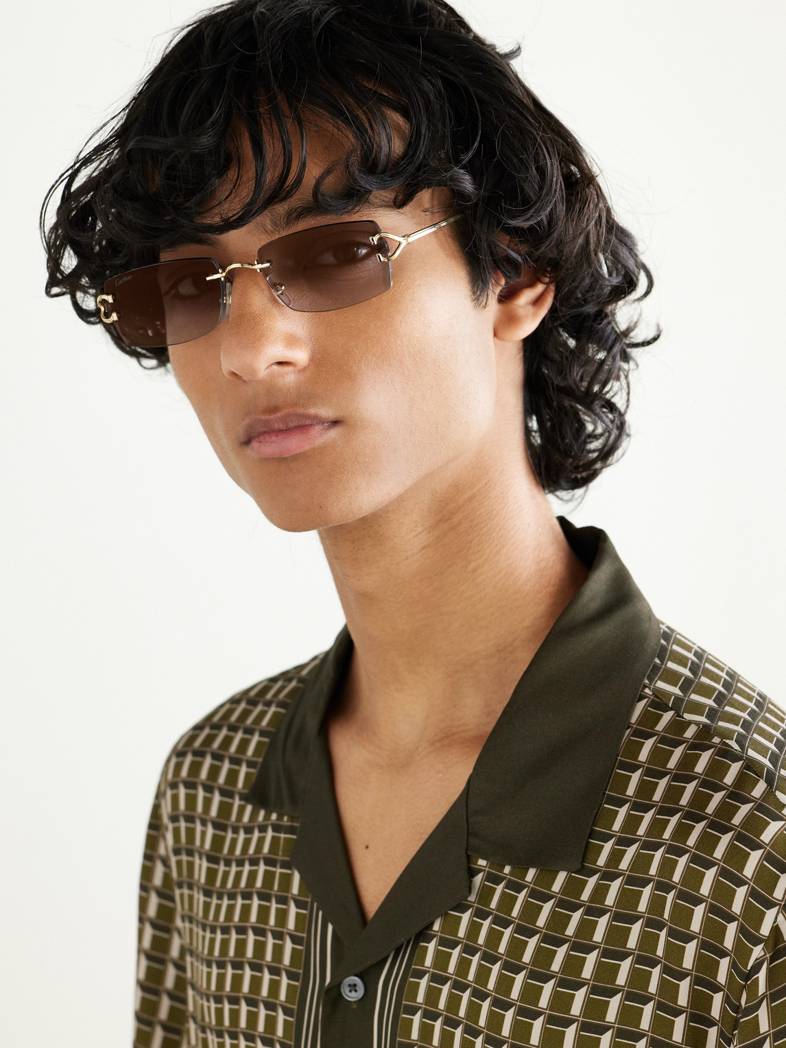 Signature C Rimless Square-Frame Gold-Tone Sunglasses — 2